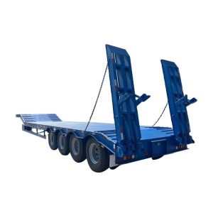 Wholesale 12489 x 2480 x 1530mm 2/3 Axles Carbon Steel Extendable Lowbed Lowboy Flatbed Semi Truck Trailer for Max Payload 20-100 Ton from china suppliers