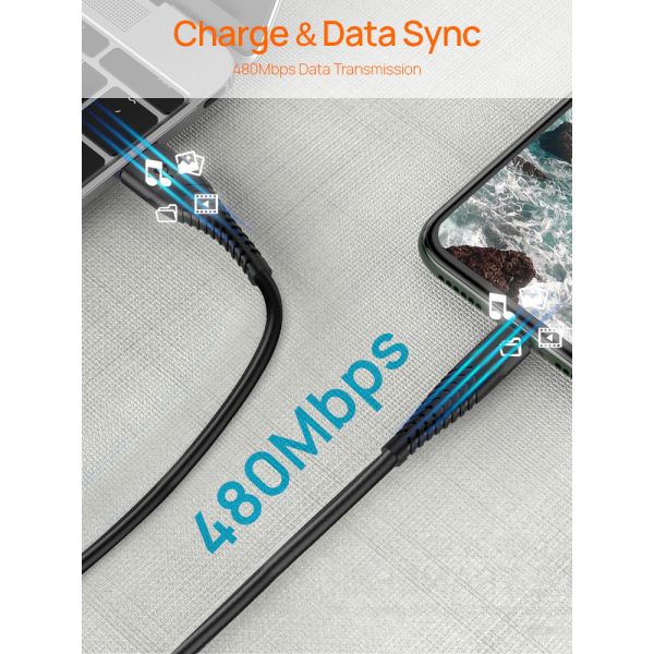 PD 2.4A PVC USB Lightning Charging Cable MFI Certified Lightning Cable