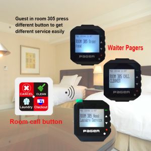Wireless waterproof calling system POCSAG transmitter for hotel 4 keys push call