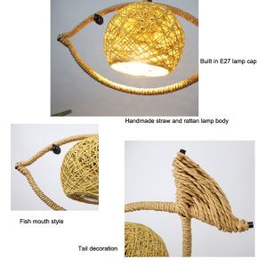 Fish Shaped Rattan Woven Hotel BarLamp Creative Chinese Style Retro lamp(WH-WP
