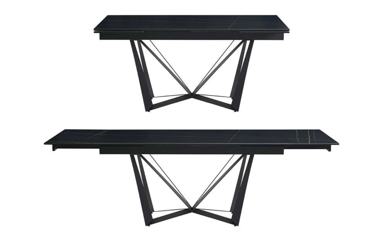 Italian Modern Marble Ceramic Top Extendable Dinner Table Set Artificial Marble Extending Dining Table