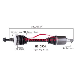 Wholesale ME10504 CV CV Axle Assembly Heavy Duty Clamp TPEE Boot Cold Forging Grinding Process Technology EXTREME Weather Unit from china suppliers