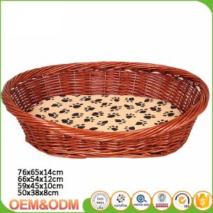 Wicker pet basket willow dog house wicker cat bed M size with mat