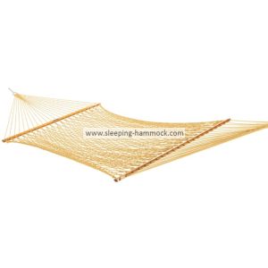 Solution Dyed All Weather Tree Woven Rope Hammock With Spreader Bar Outside