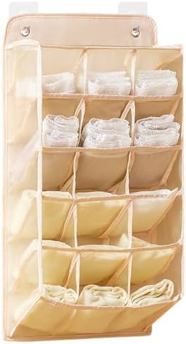Quality 3D NEW DURABLE CLOSET HANGING ORGANIZER WITH 3D MESH POCKETS, WALL SHELF WARDROBE HANGING STORAGE BAG (BEIGE-2PACK) for sale