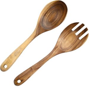 China Log Japanese Wooden Spoon And Fork Acacia Wooden Salad Spoon And Fork Set on sale