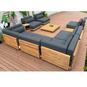 Wholesale 7 Seater Luxury Teak Wood Outdoor Patio Sofa Set Armless Sofa Size W99 x D104 x H56cm from china suppliers