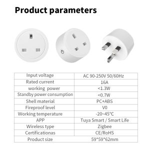 Tuya 3.0 Zigbee Smart Socket UK Plug Realizes Smart Wifi Bulb Socket