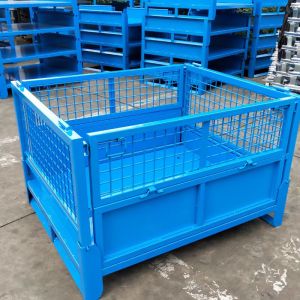 Robust Construction Grid Material Metal Pallet Crate Folding Mesh Container