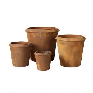 Ornate Architectural Cement Planter Pots Hand Carved For Courtyard Decor