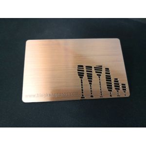 Custom CR80 Classic Copper Brushed Metal Membership Card Cut Out Logo With