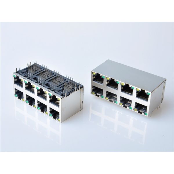 Quality Shielded RJ45 Modular Jack Connector, Through Hole Type, Side Entry, with LED, 2x4 Ports，HULYN，RJ45 for sale