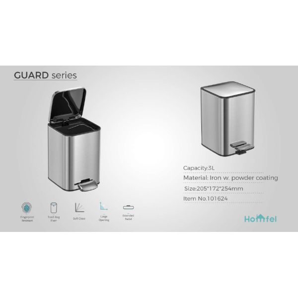 LOGO PRINT Allowed Square 11.5L*3 Stainless Steel Soft Close Pedal Trash Bin for Recycling in Living Room Office