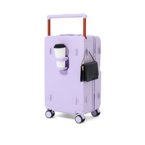 Wholesale 2025 New Wide-Handle Front-Opening TSA Lock luggage, 20/24in Durable ABS+PC Luggage with Hook &amp; Cup Holder, 360° Silent Wheels &amp; Secure Lock , hard from china suppliers
