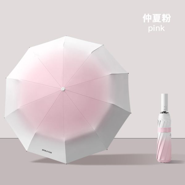 Three-folding Gradient Umbrella with Customized Logo Automatic Sunblock Windproof Paraguas