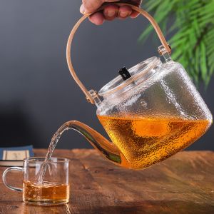 Handmade 1000ml Clear Glass Teapot Borosilicate Material Eco Friendly