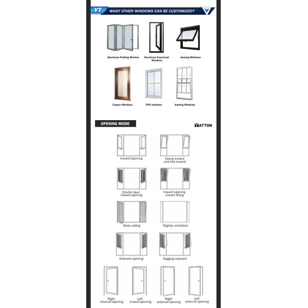 Customizable Casement Window Aluminium windows and Doors Materials Double-layer Tempered Glass-Thermal Insulation Anti-Theft