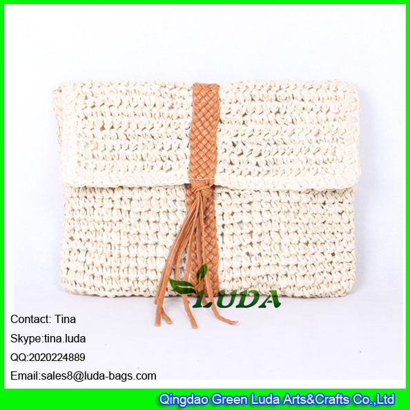 LUDA 2016 summer handbag quilted totes pu handwoven macrame dec paper straw