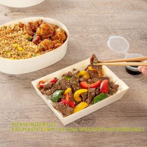 20 Ounce Compostable Food Containers, Rectangle Wooden Bento Boxes - Flare,
