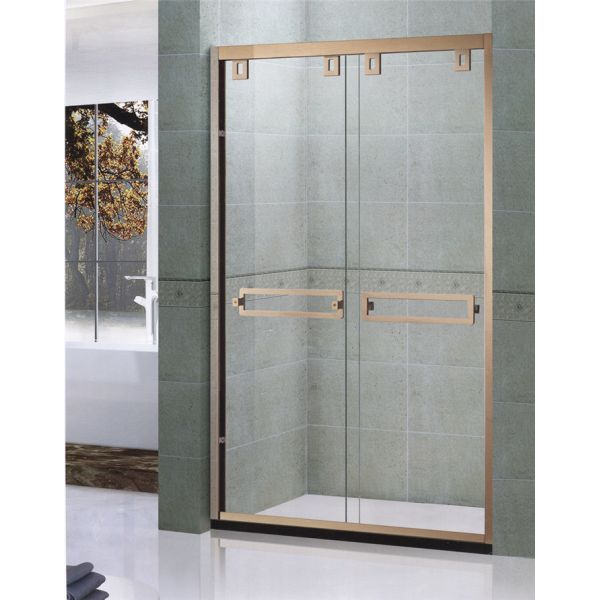 Quality Rose Gold SGCC Certification Double Sliding Shower Enclosures With Double square Handles for sale