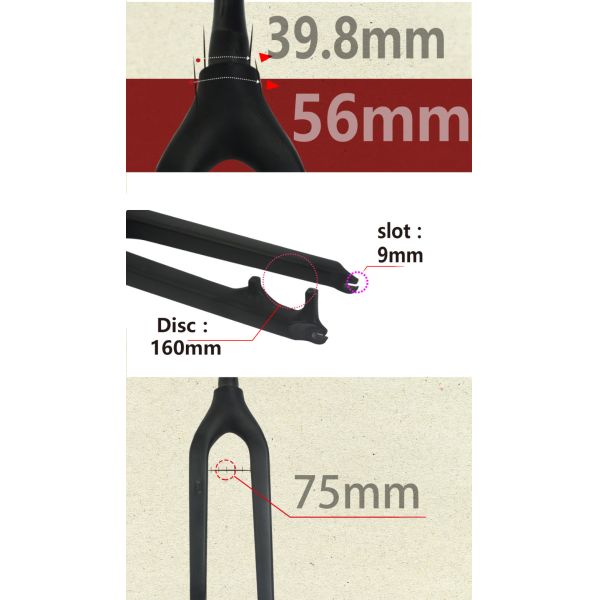 26" Carbon Fiber MTB Fork Bicycle Hard Fork Disc Brake 160mm