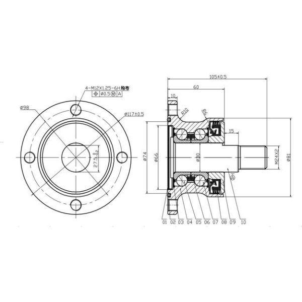 Agricultural Hub Unit AHUB-0008 for Disc& Wheel BAA-0005 with shaft