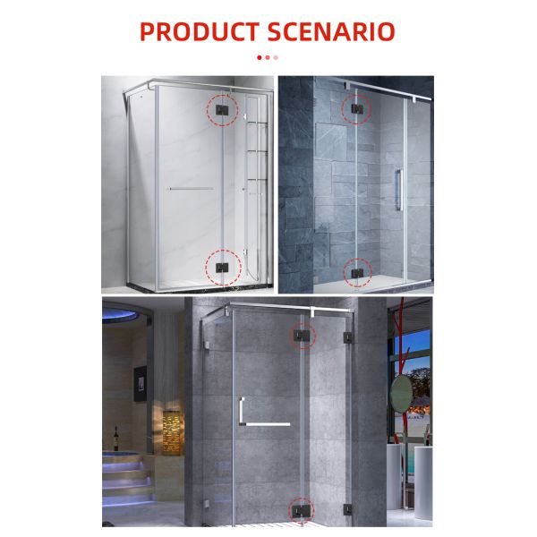 Stainless Steel Shower Door Hinges Suitable for 800-1200MM Door Width 5-6MM Thickness