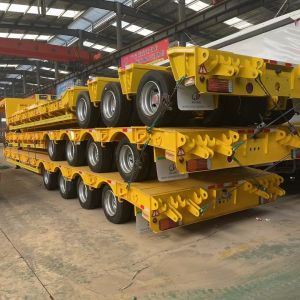 40t-100t Flatbed Low Bed And Lowbed Gooseneck Semi Trailer With 1310mm Wheel