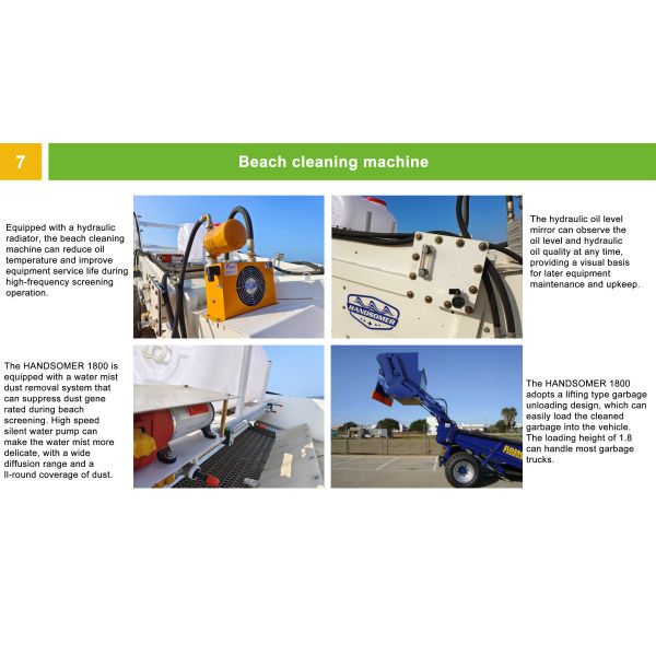 300mm Cleaning Depth Hydraulically Controlled Vibrating Screen Beach Cleaning Machine