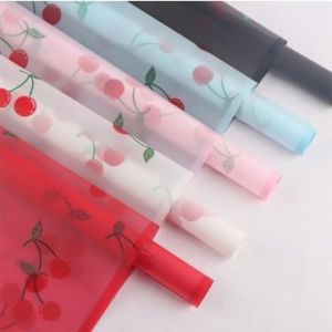 56*56cm Cherry Matte Waterproof Floral Wrapping Paper with Translucent Korean