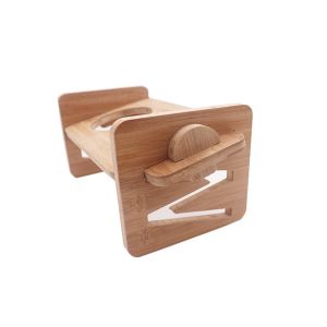 Pet Feeding Food Made Stylish Solid Bamboo Elevated Feeder Stand with Ceramic