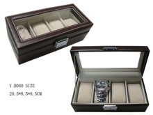 large watch display case with glass window