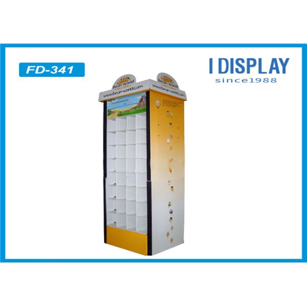 Yellow Retail Floor POP Cardboard POP Displays Stand For Medicine Products
