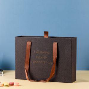 Wholesale Black Paper Gift Box with Bag Customized Logo and Cardboard Material from china suppliers