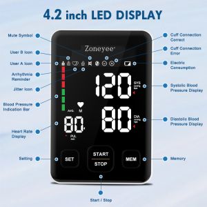 Professional Upper Arm Digital Sphygmomanometer With Big Cuff Dual User Medical