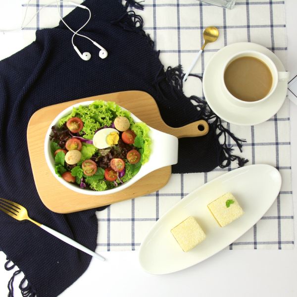 Multi Purpose Savall Minimalist Salad Porcelain Bowl With Handle