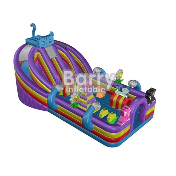 Custom Made Blue Cat Inflatable Toddler Playground / Kids Playground Equipment