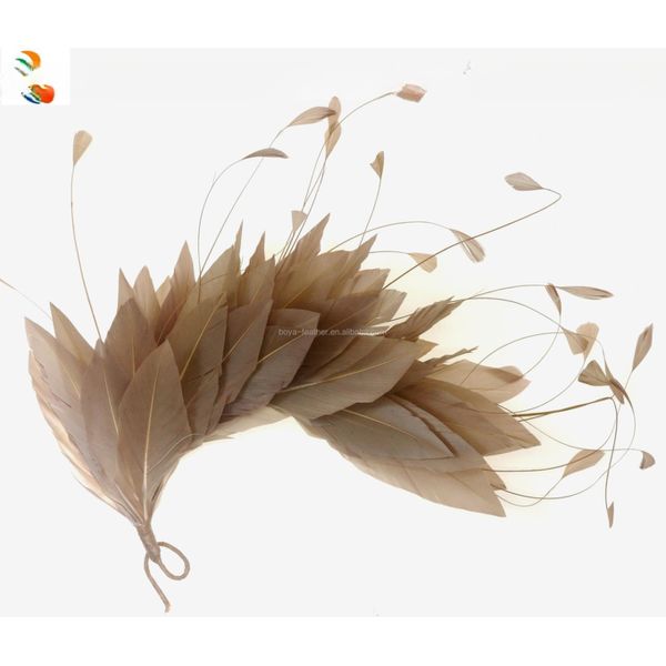 Millinery Supplies Dyed Pattern Goose Feather Flower Mount with Wire Accessory 15*30 cm