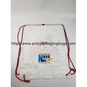 Two Layer CPE / LDPE Plastic Drawstring Backpack Bags With Logo