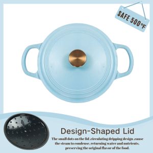 4L Enameled Cast Iron Casserole Easy Lifting Foldable Wooden Handle