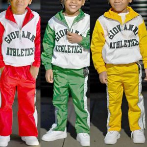 China Customized Kids Joggers Set Boys Cropped Hoodies Windbreaker Half Zipper OEM Service on sale