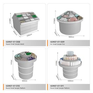 Retail Store Furniture Grey Wooden Sample Island For Space-Saving Store Shelf