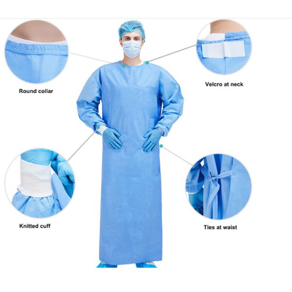 Anti-Alcohol Protective Surgical Gown With Knitted Cuff Comfortable And Eco