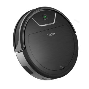 Wet / Dry Floor Robot Vacuum Cleaner Black With Intelligent APP Remote Control
