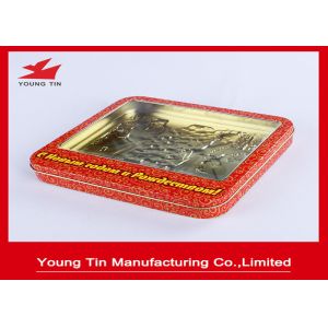 Christmas Red Candy Gift Tin Containers With Clear PVC Or PET Window YT1155