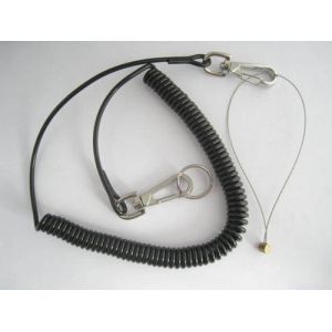 0.8 Steel Wire Inside Best PU Jacket Spring Coiled Protective Lanyard Tether w