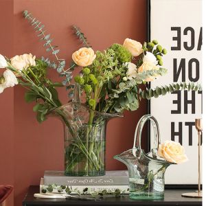 Clear Polished Baskets Hand Blown Decorative Glass Vases