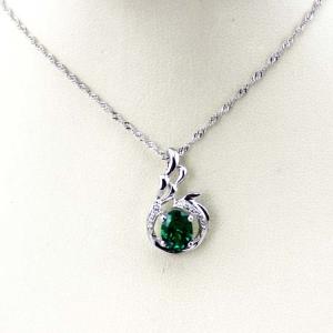 Wholesale 925 Silver Pendant with 6x8mm Oval Green and Clear Cubic Zircon Pendant (PSJ0401) from china suppliers