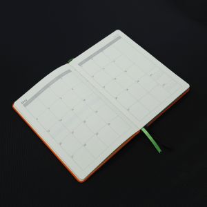 A5 Pu Leather Hardcover College Ruled Notebook With Convenience Back Pocket