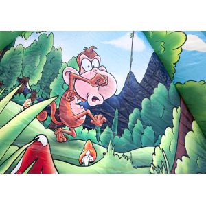 Double Lane Valcano Jungle Large Inflatable Slides With Climb